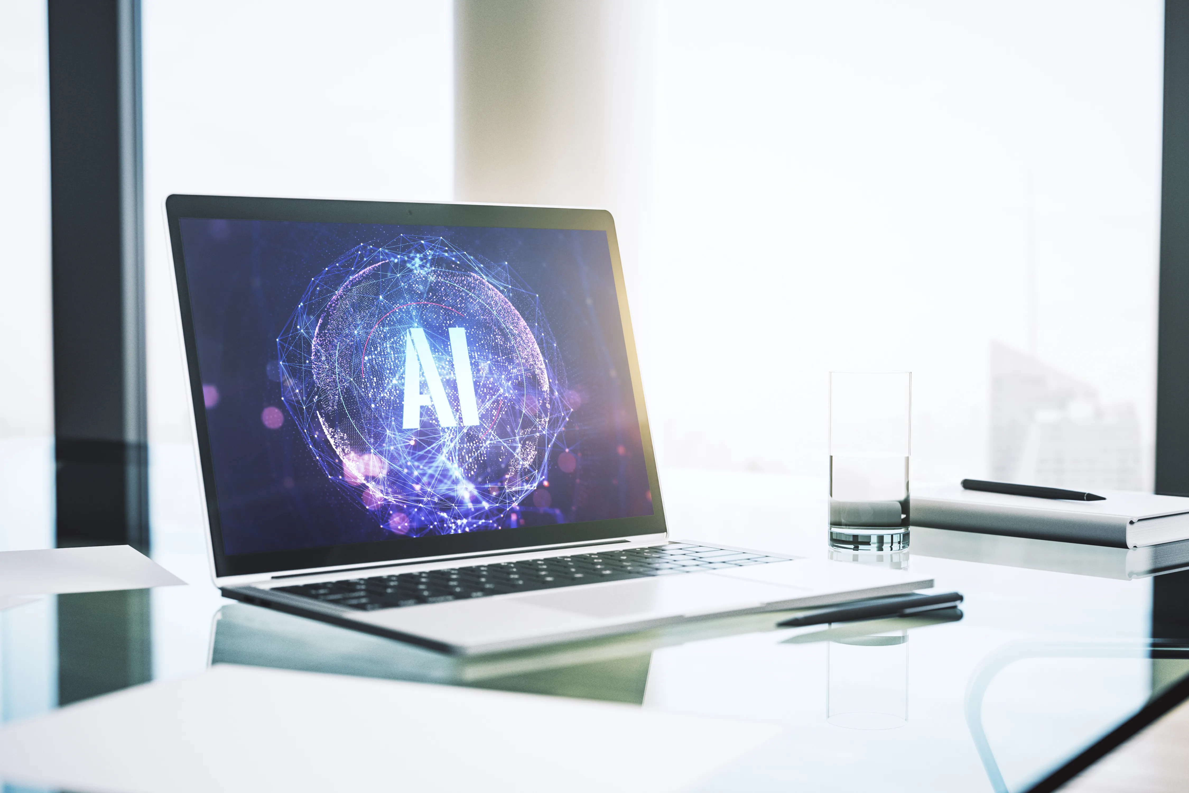 Creative Artificial Intelligence Symbol Concept Modern Computer Monitor 3D Rendering 3