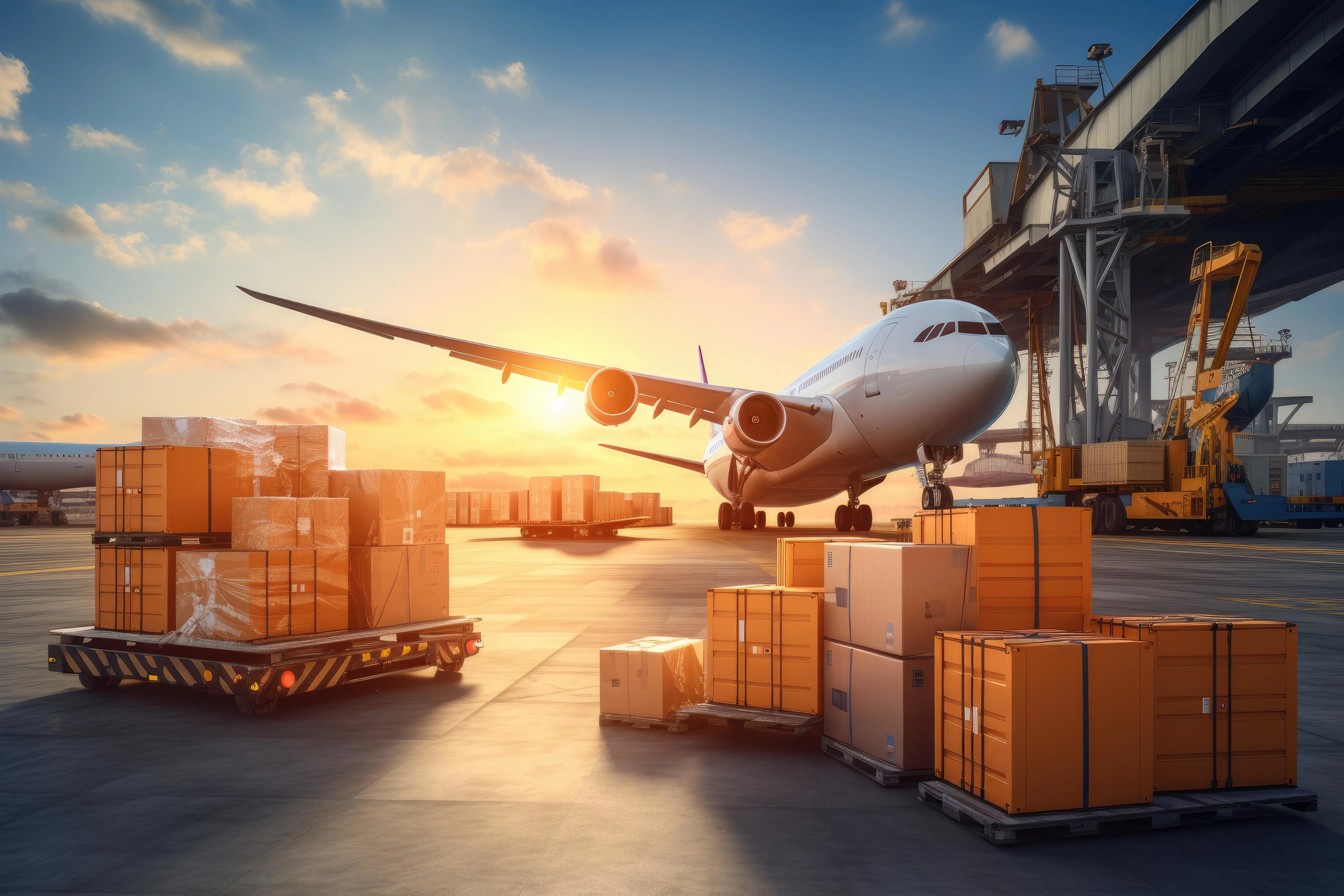 Vecteezy Ai Generated Airplane In Cargo Port At Sunset Time 35160994